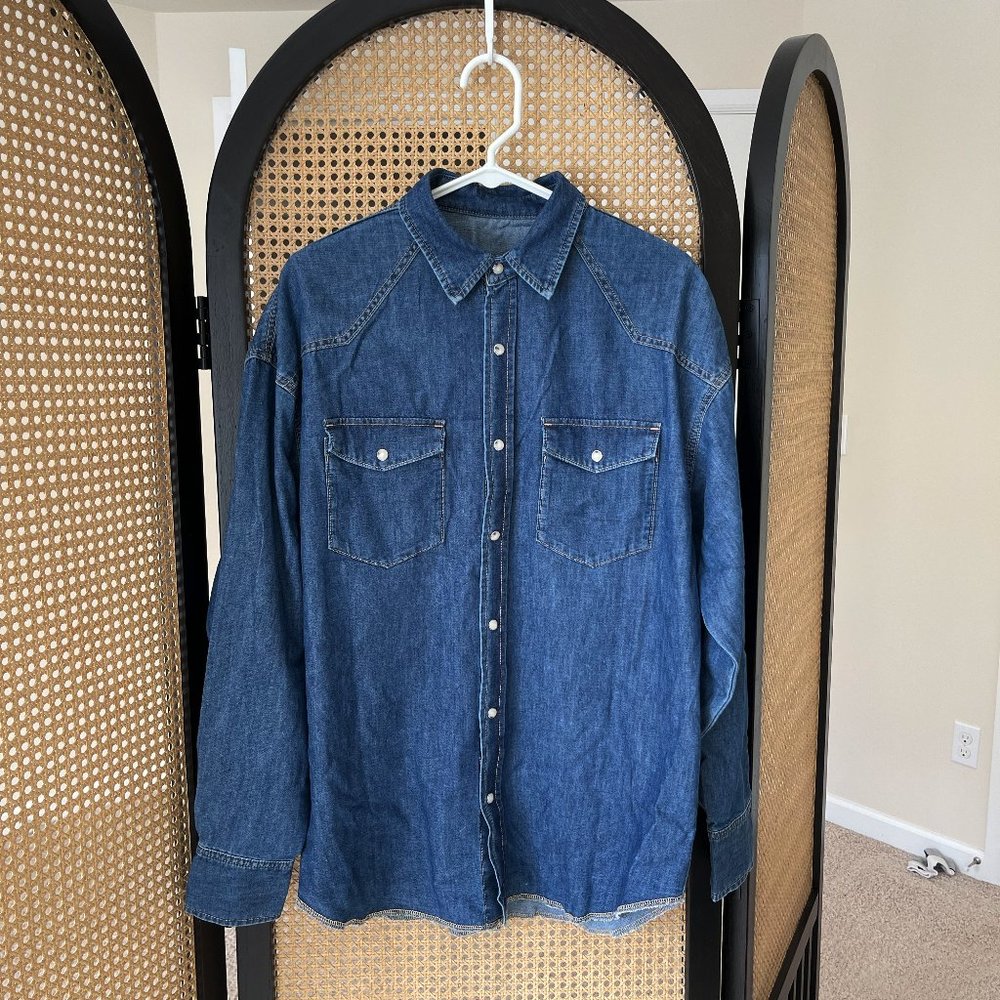 Oversized Jean long sleeve shirt